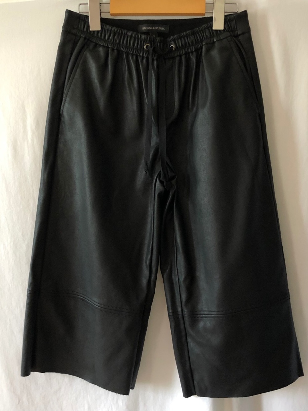 Banana Republic Black Faux Leather Gaucho Pant
